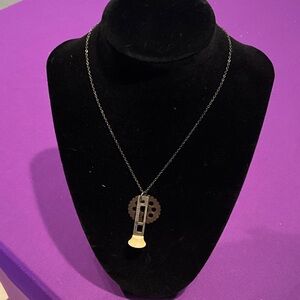 Unique Silver and Cream Pendant Necklace